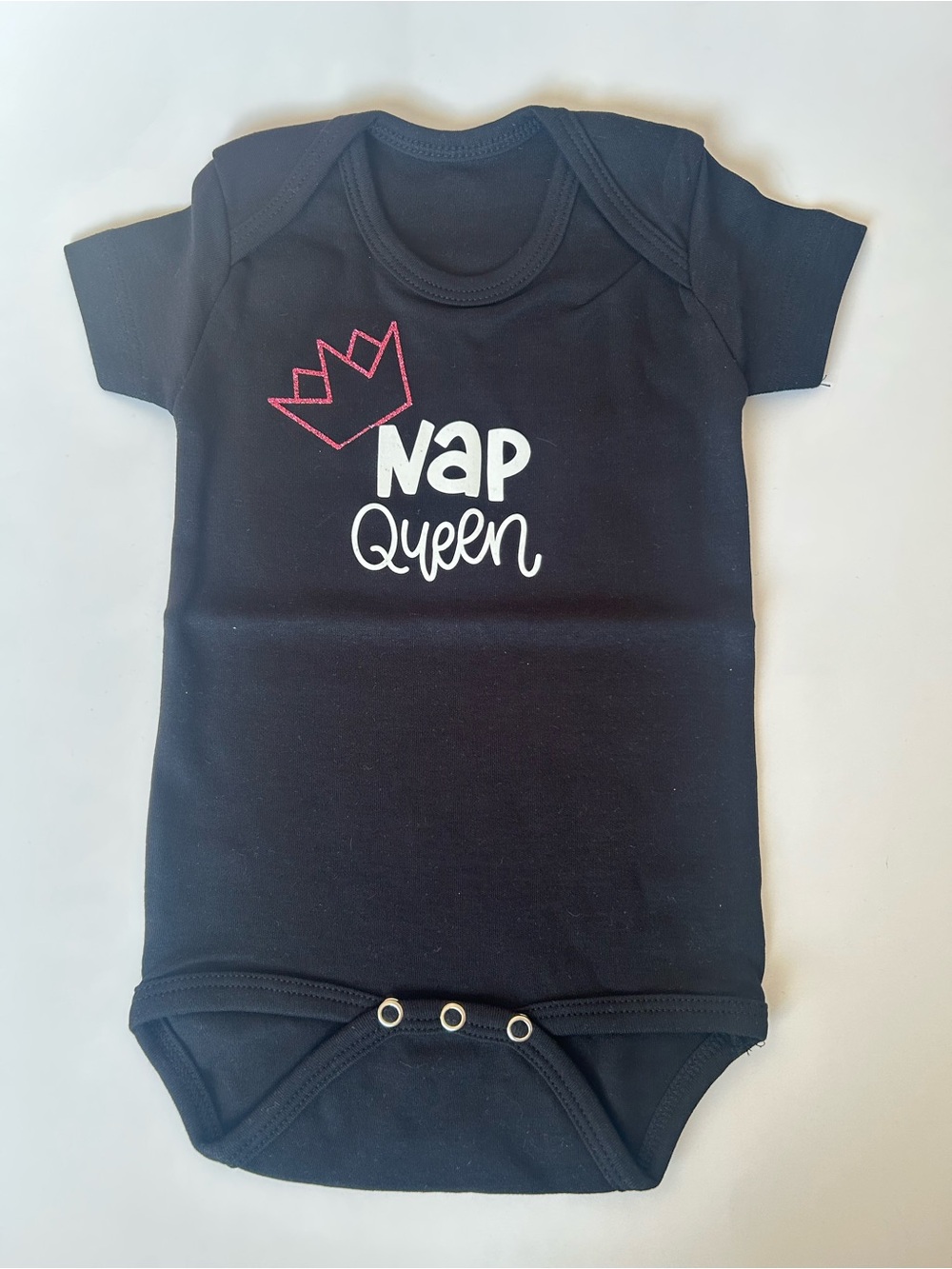 NEW Black "Nap Queen" Baby Onesie with Pink Crown